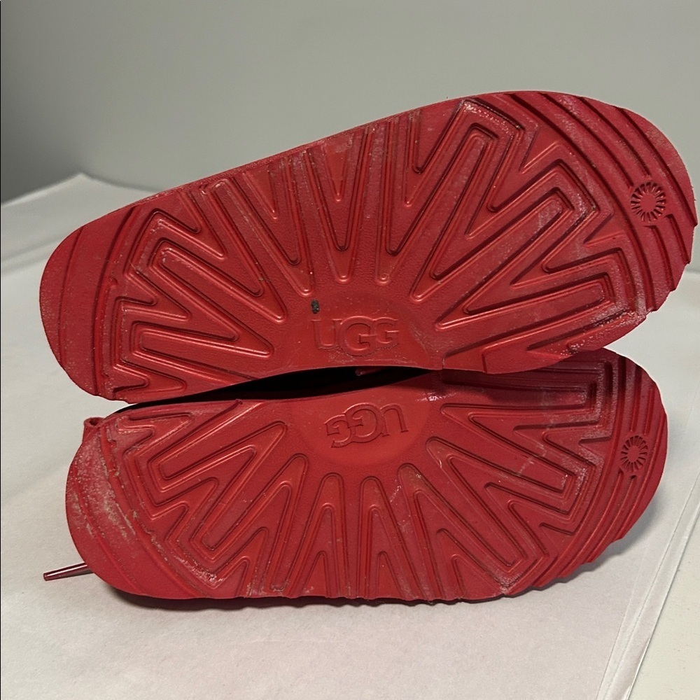 Kids Ugg Neumel II Red Suede Leather Boots Size 5 - Picture 10 of 14